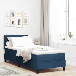 Bedden & Accessoires*vidaXL Boxspringbed met matras met hoofdeinde 80 x 200 cm Stof Blauw