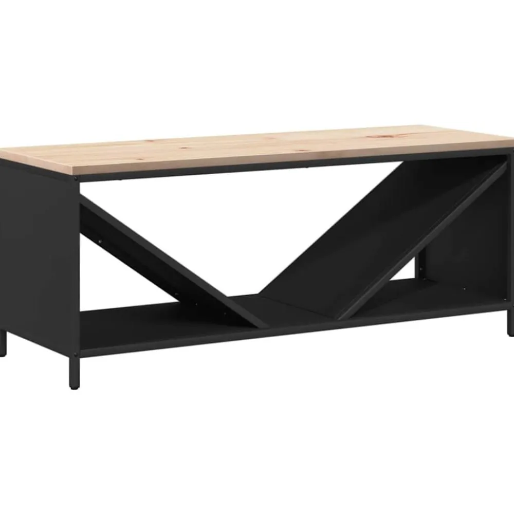 Houtkachel- & Haardaccessoires*vidaXL Brandhoutrek met houten blad 100,5x35,5x40 cm Zwart