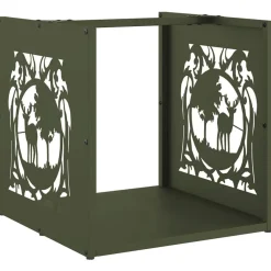 Houtkachel- & Haardaccessoires*vidaXL Brandhoutrek 40x40x40 cm koudgewalst staal Olijfgroen