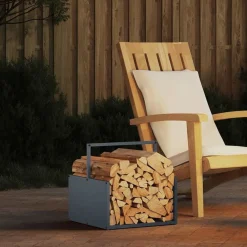 Houtkachel- & Haardaccessoires*vidaXL Brandhoutrek 40x40x40 cm koudgewalst staal kleurig Antraciet