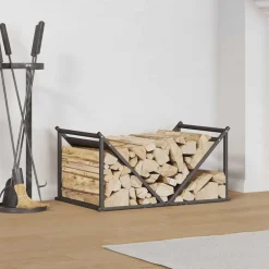 Houtkachel- & Haardaccessoires*vidaXL Brandhoutrek 70x43x34,5 cm koudgewalst staal Zwart