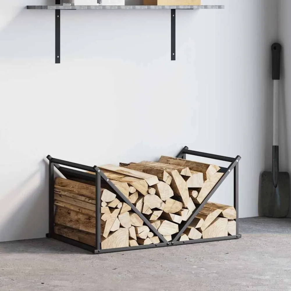 Houtkachel- & Haardaccessoires*vidaXL Brandhoutrek 70x43x34,5 cm koudgewalst staal Zwart