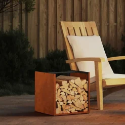 Houtkachel- & Haardaccessoires*vidaXL Brandhoutrek 40x40x40 cm weervast staal Cortenstaal