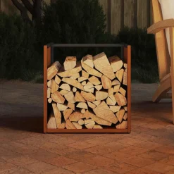 Houtkachel- & Haardaccessoires*vidaXL Brandhoutrek 40x40x40 cm weervast staal Cortenstaal