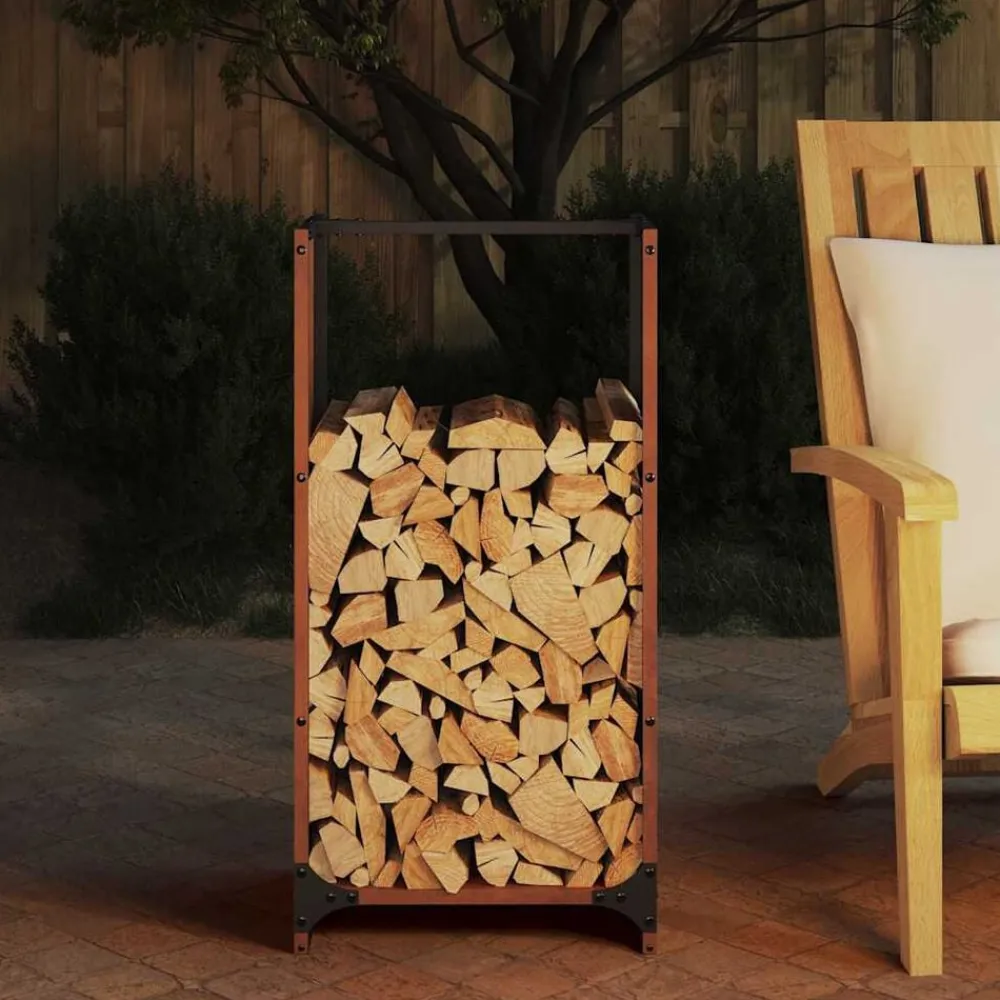 Houtkachel- & Haardaccessoires*vidaXL Brandhoutrek 40x30x80 cm weervast staal Cortenstaal