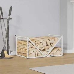 Houtkachel- & Haardaccessoires*vidaXL Brandhoutrek 70x43x34,5 cm koudgewalst staal Wit