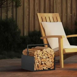 Houtkachel- & Haardaccessoires*vidaXL Brandhoutrek 40x40x40 cm koudgewalst staal Zwart