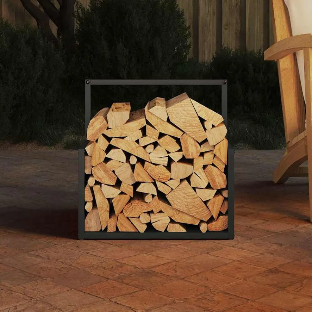 Houtkachel- & Haardaccessoires*vidaXL Brandhoutrek 40x40x40 cm koudgewalst staal Zwart