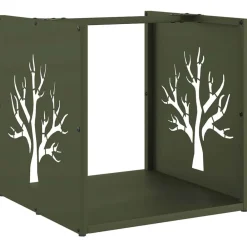 Houtkachel- & Haardaccessoires*vidaXL Brandhoutrek 40x40x40 cm koudgewalst staal Olijfgroen