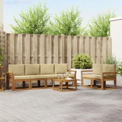 Meubelsets*vidaXL Buiten bankenset 7 pcs Massief Acaciahout Natuurlijk en beige