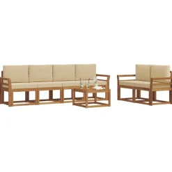 Meubelsets*vidaXL Buiten bankenset 7 pcs Massief Acaciahout Natuurlijk en beige