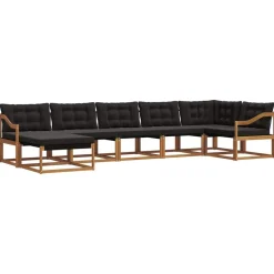 Buiten bankenset 21 pcs Natuurlijk en Zwart Massief Acaciahout>vidaXL New