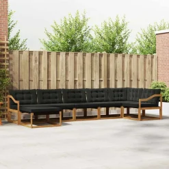 Buiten bankenset 21 pcs Natuurlijk en Zwart Massief Acaciahout>vidaXL New
