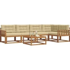 Meubelsets*vidaXL Buiten bankenset met kussen 6 pcs Natuurlijk en beige