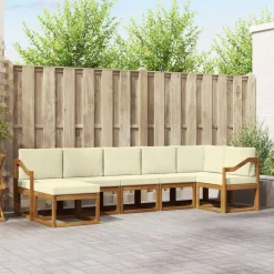 Buiten bankenset met kussen 7 pcs Natuurlijk en Crème>vidaXL Clearance
