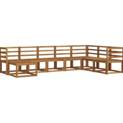 Meubelsets*vidaXL Buiten bankenset met kussen 8 pcs Natuurlijk en Lichtgrijs Naturel en lichtgrijs