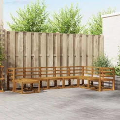 Meubelsets*vidaXL Buiten bankenset met kussen 8 pcs Natuurlijk en Lichtgrijs Naturel en lichtgrijs