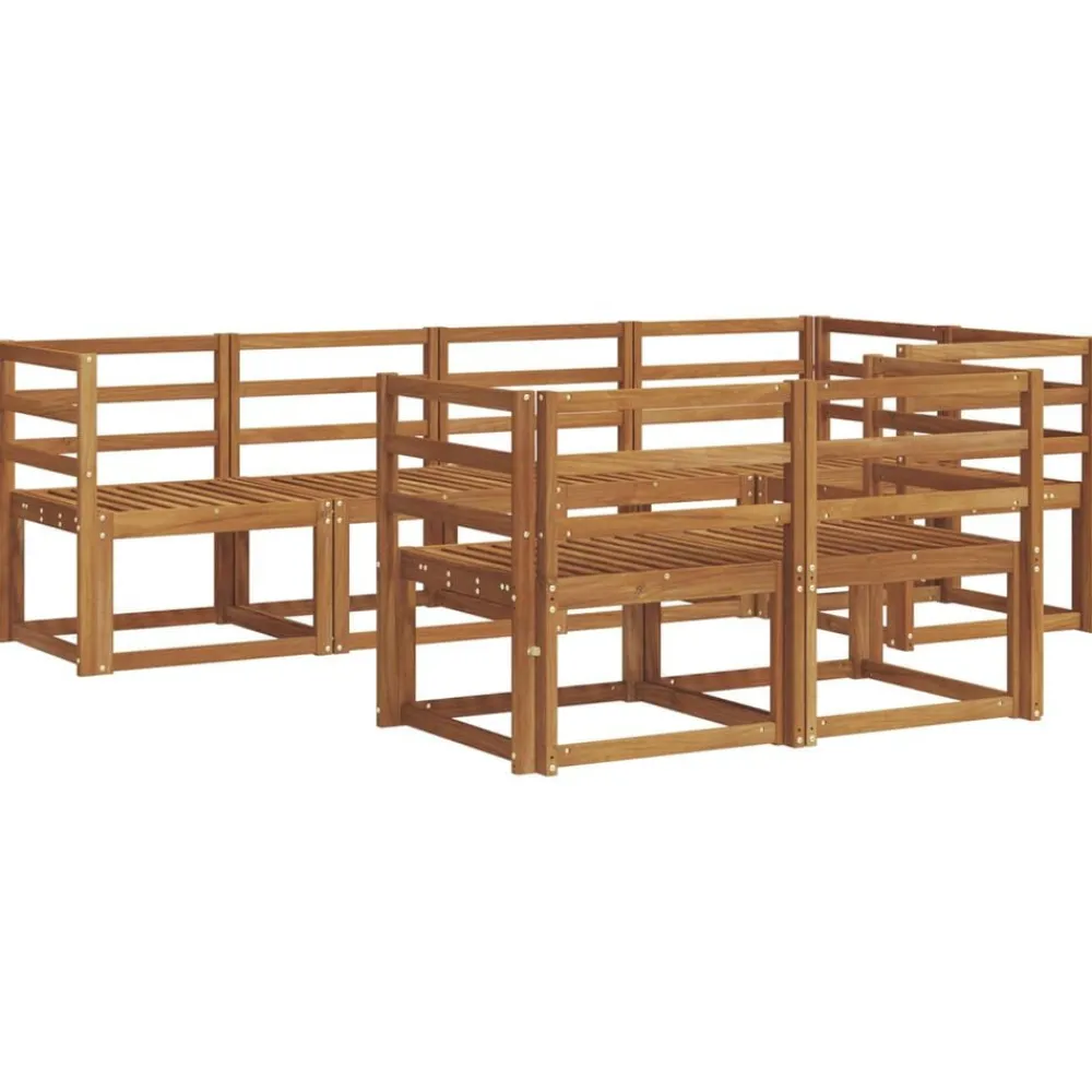Buiten bankenset met kussen 7 pcs Natuurlijk en Lichtgrijs>vidaXL Online