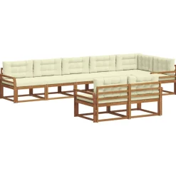 Buiten bankenset met kussen 8 pcs Natuurlijk en Crème>vidaXL Outlet