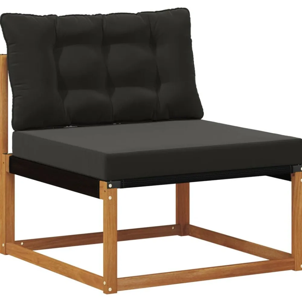 Buiten bankenset met kussen 6 pcs Natuurlijk en Zwart>vidaXL New