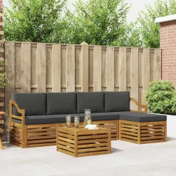 Meubelsets*vidaXL Buiten bankenset met kussen 6 pcs Natuurlijk en antraciet