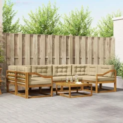 Meubelsets*vidaXL Buiten bankenset met kussen 7 pcs Natuurlijk en beige