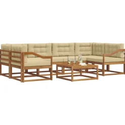 Meubelsets*vidaXL Buiten bankenset met kussen 7 pcs Natuurlijk en beige
