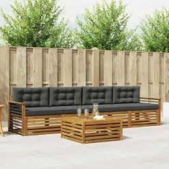 Buiten bankenset met kussen 5 pcs>vidaXL Hot