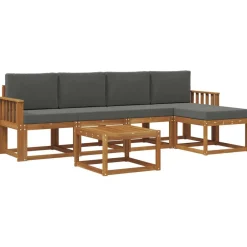 Meubelsets*vidaXL Buiten bankenset met kussen 6 pcs Natuurlijk en antraciet