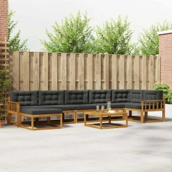 Meubelsets*vidaXL Buiten bankenset met kussen 8 pcs Natuurlijk en antraciet