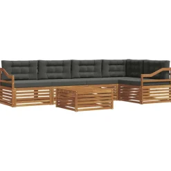 Meubelsets*vidaXL Buiten bankenset met kussen 6 pcs Natuurlijk en antraciet