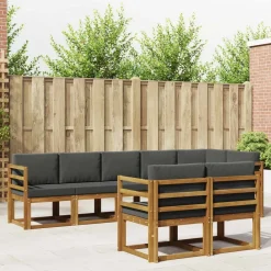 Meubelsets*vidaXL Buiten bankenset met kussen 8 pcs Natuurlijk en antraciet