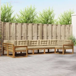 Meubelsets*vidaXL Buiten bankenset met kussen 7 pcs Natuurlijk en beige