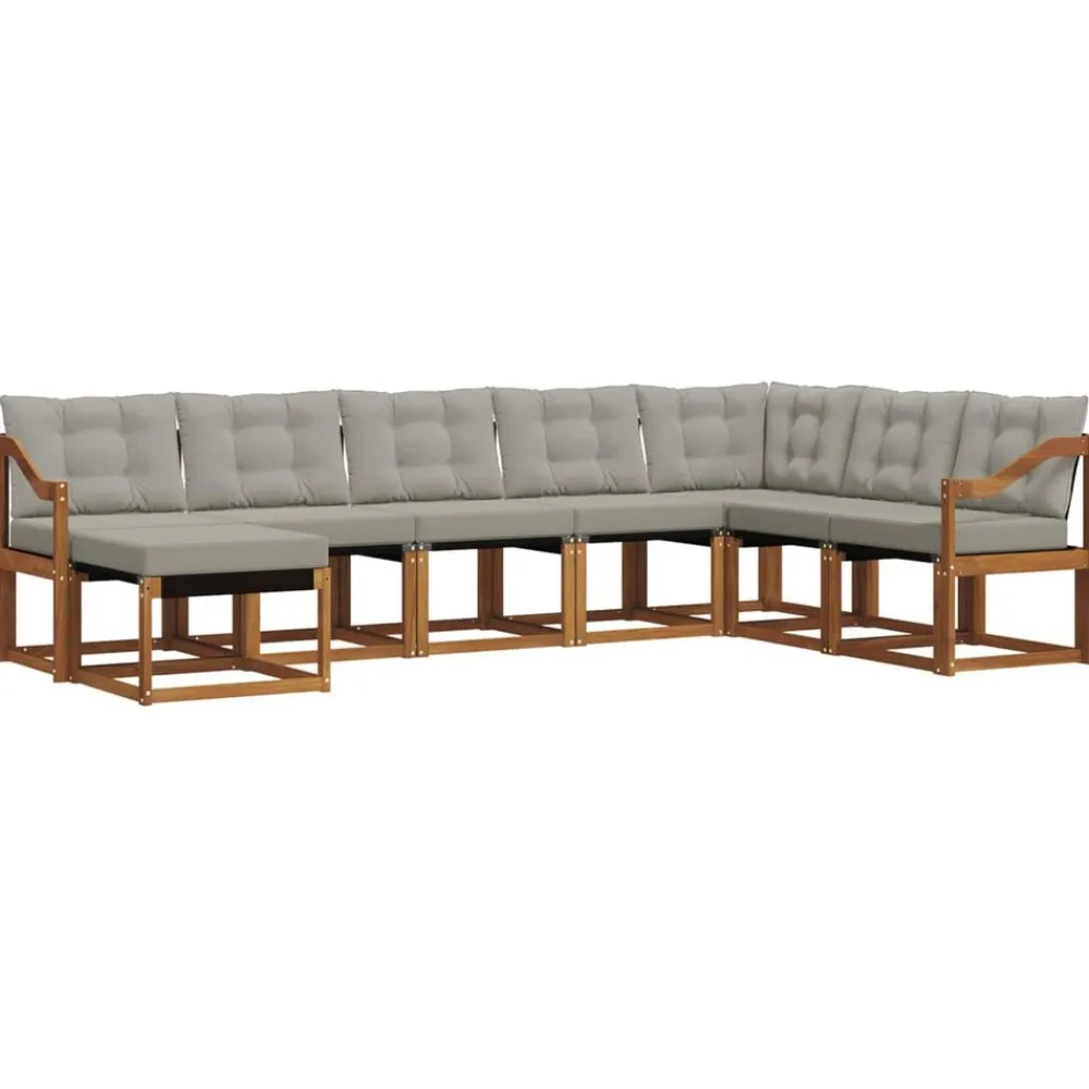 Meubelsets*vidaXL Buiten bankenset met kussen 8 pcs Natuurlijk en Lichtgrijs Naturel en lichtgrijs