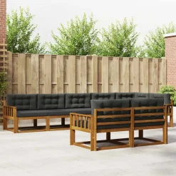 Meubelsets*vidaXL Buiten bankenset met kussen 8 pcs Natuurlijk en antraciet