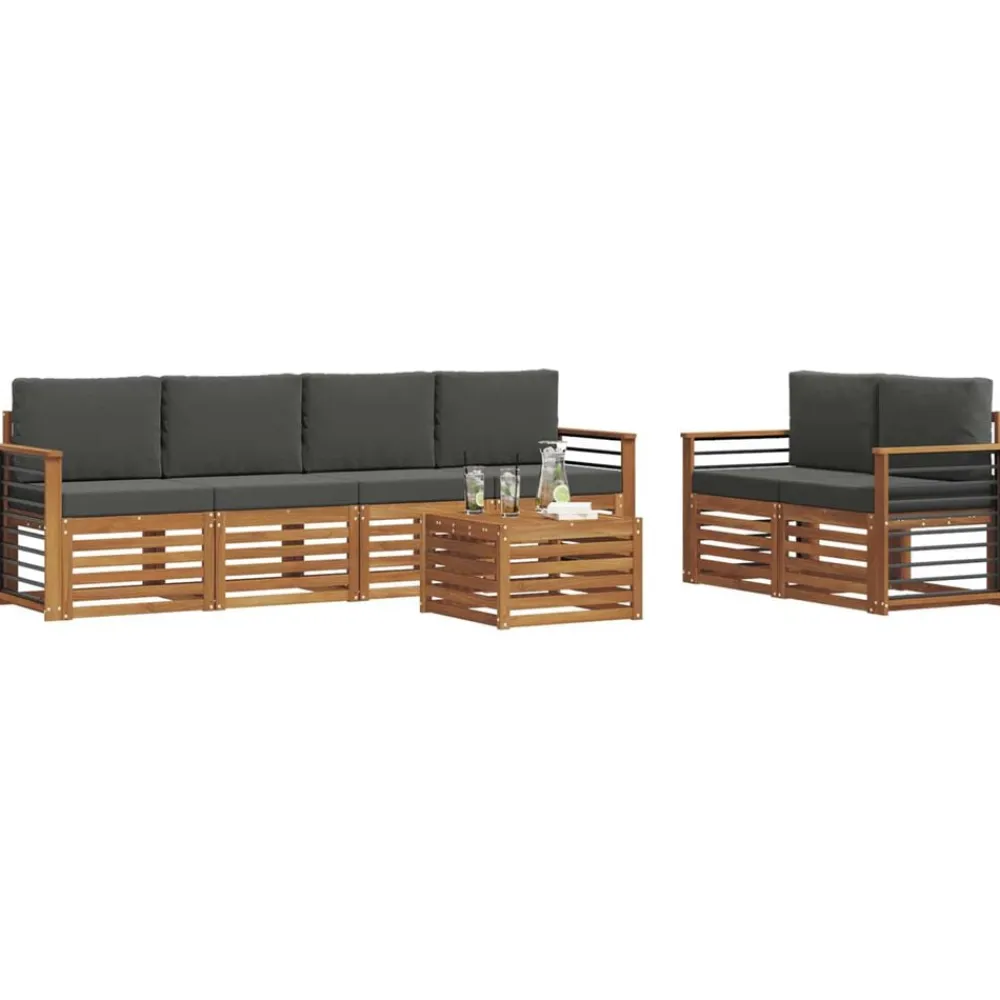 Meubelsets*vidaXL Buiten bankenset met kussen 7 pcs Natuurlijk en antraciet