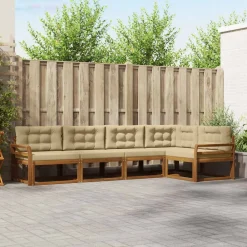 Meubelsets*vidaXL Buiten bankenset met kussen 5 pcs Natuurlijk en beige