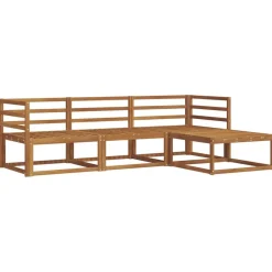 Meubelsets*vidaXL Buiten bankenset met kussen 4 pcs Natuurlijk en beige