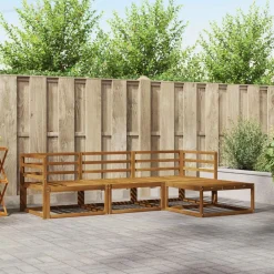 Meubelsets*vidaXL Buiten bankenset met kussen 4 pcs Natuurlijk en beige