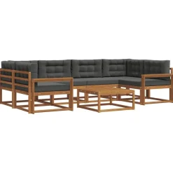 Meubelsets*vidaXL Buiten bankenset met kussen 7 pcs Natuurlijk en antraciet