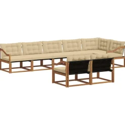 Meubelsets*vidaXL Buiten bankenset met kussen 8 pcs Natuurlijk en beige