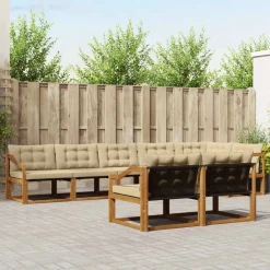 Meubelsets*vidaXL Buiten bankenset met kussen 8 pcs Natuurlijk en beige