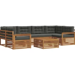Meubelsets*vidaXL Buiten bankenset met kussen 7 pcs Natuurlijk en antraciet
