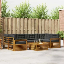 Meubelsets*vidaXL Buiten bankenset met kussen 7 pcs Natuurlijk en antraciet