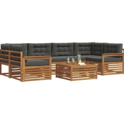 Meubelsets*vidaXL Buiten bankenset met kussen 7 pcs Natuurlijk en antraciet