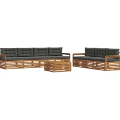 Meubelsets*vidaXL Buiten bankenset met kussen 8 pcs Natuurlijk en antraciet