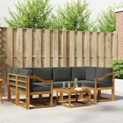 Meubelsets*vidaXL Buiten bankenset met kussen 7 pcs Natuurlijk en antraciet