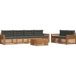 Meubelsets*vidaXL Buiten bankenset met kussen 7 pcs Natuurlijk en antraciet