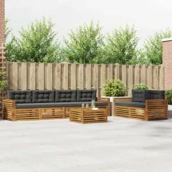 Meubelsets*vidaXL Buiten bankenset met kussen 7 pcs Natuurlijk en antraciet