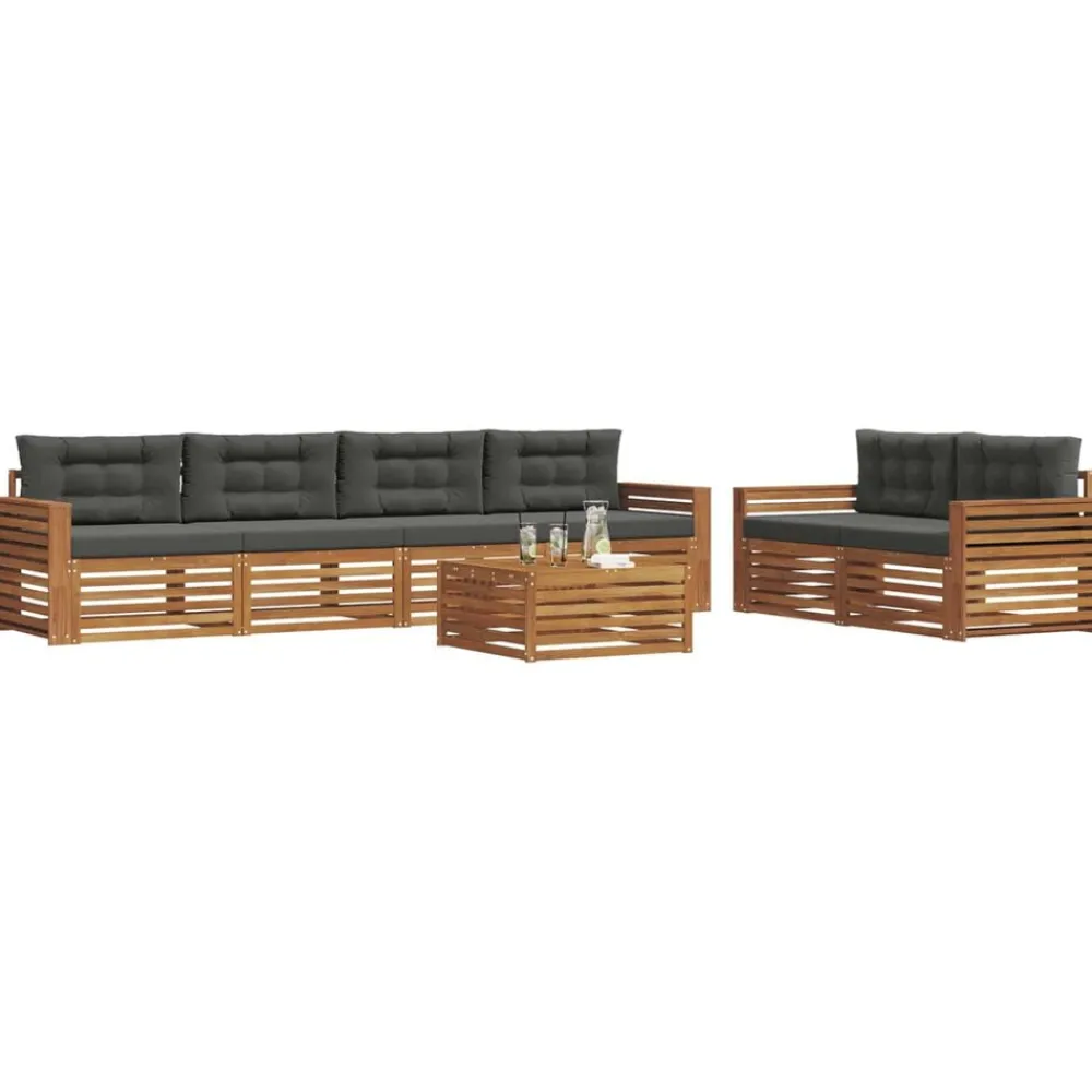 Meubelsets*vidaXL Buiten bankenset met kussen 7 pcs Natuurlijk en antraciet